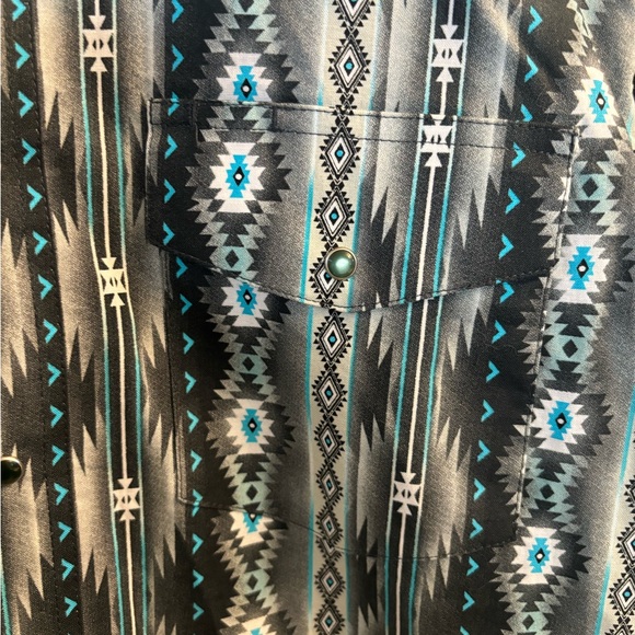 Wrangler Checotah Long Sleeve Western Snap Print Shirt Small - Picture 2 of 8